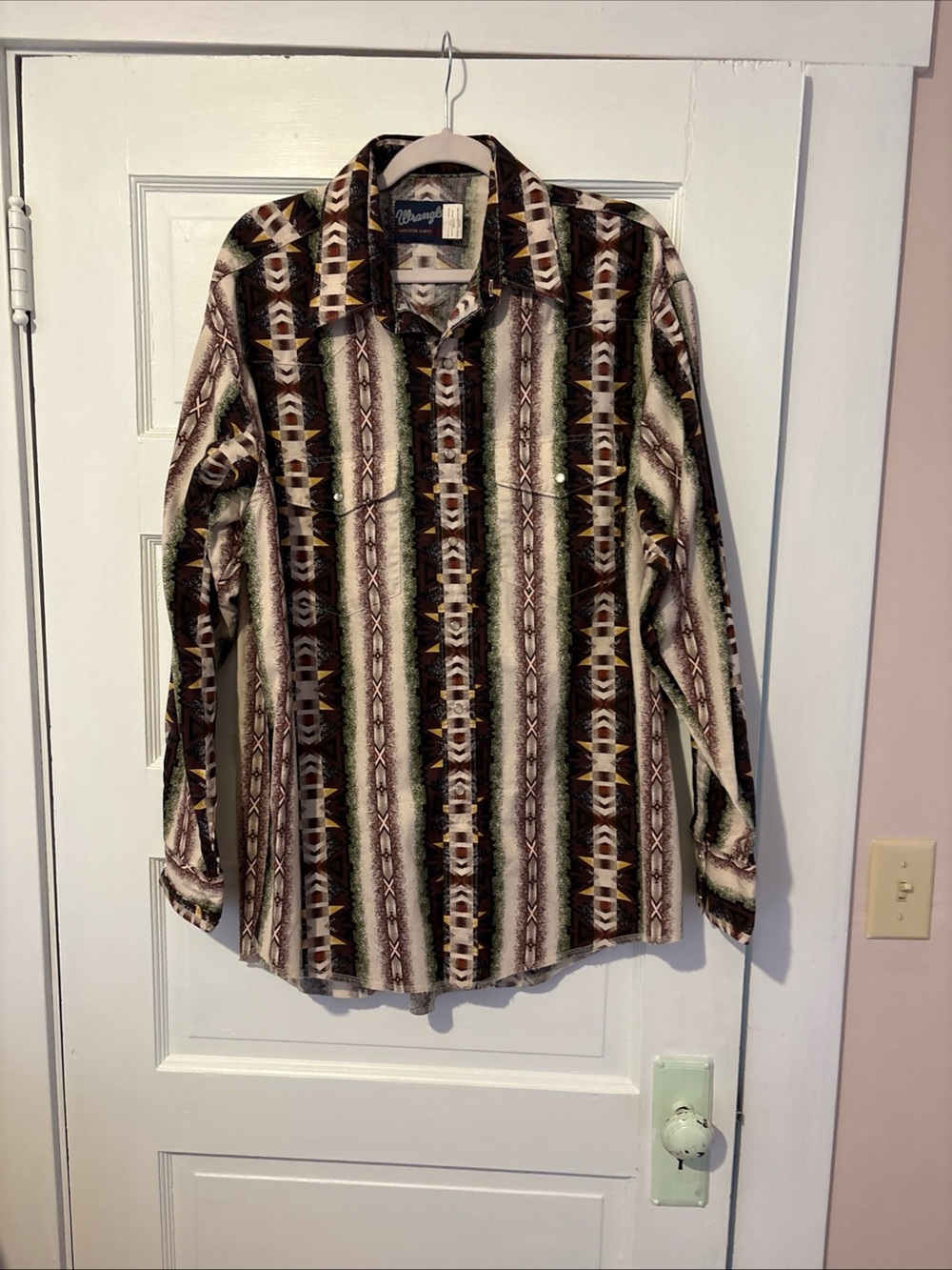 Vintage Wrangler Western Shirts Aztec Print Men's Shirt XL